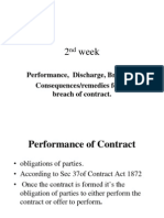 2 Week: Performance, Discharge, Breach & Breach of Contract