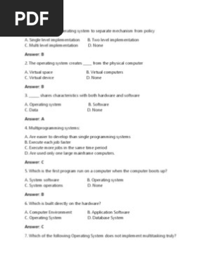 Mcq On Operating System Pdf Operating System Filename