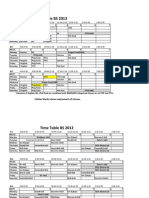 Time Table BS 2013: Yellow Blocks Show Reqirement of Classes