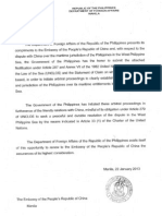 The Republic of the Philippines' Notification and Statement of Claim on West Philippine Sea with the People's Republic of China