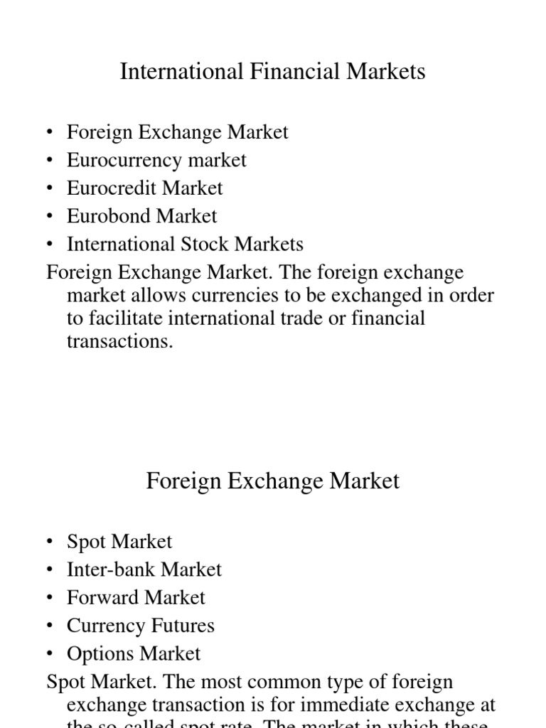 Overview of International Financial Markets | PDF | Option (Finance ...