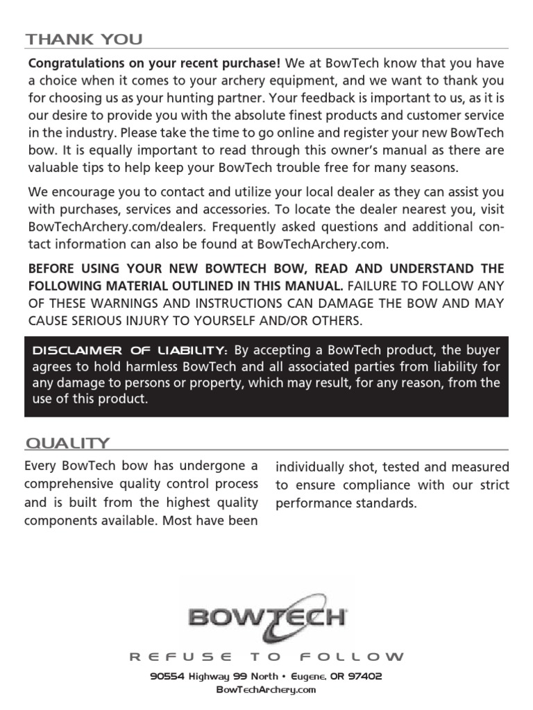 2013 Bowtech Owners Manual