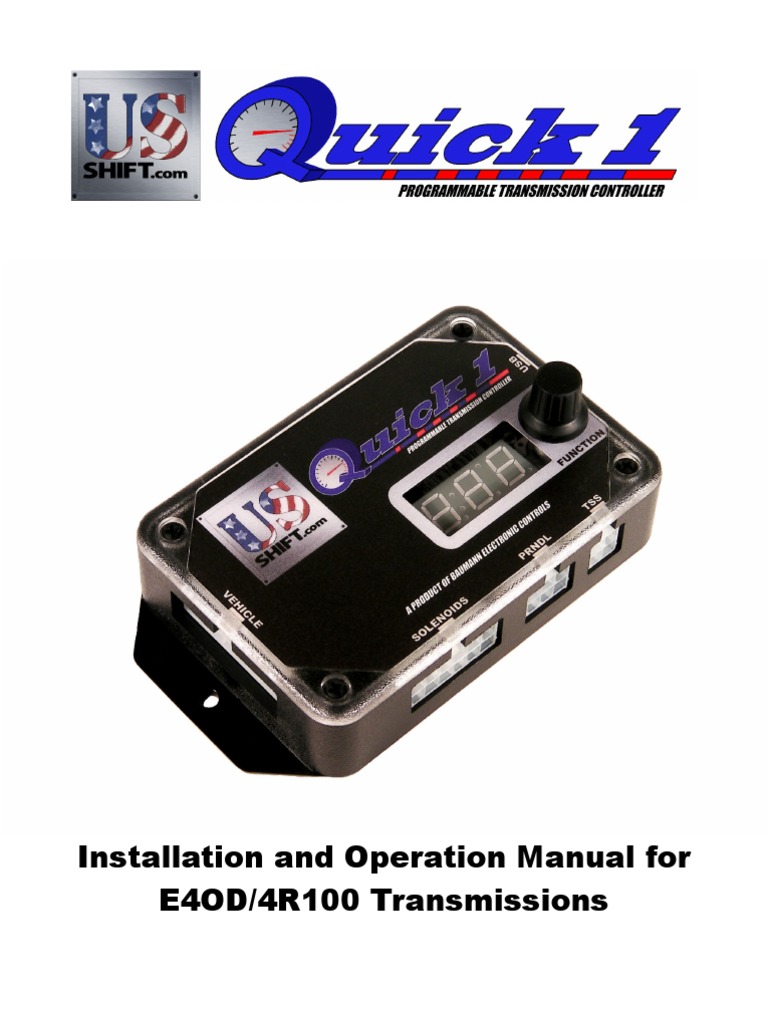 Installation and Operation Manual For E4OD/4R100 Transmissions | PDF