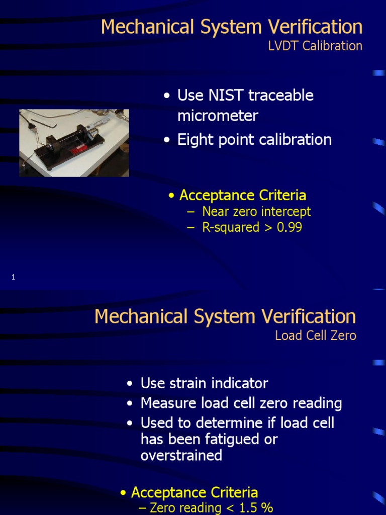 lvdt calibration Calibration Verification And Validation