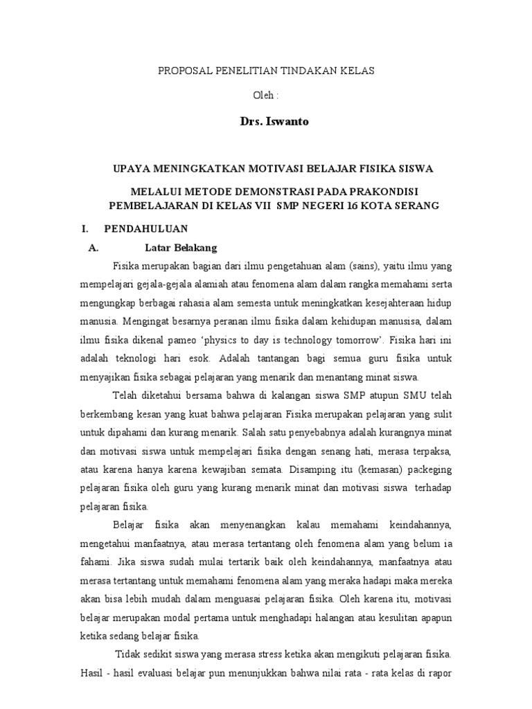Contoh Proposal Fisika SMP PDF