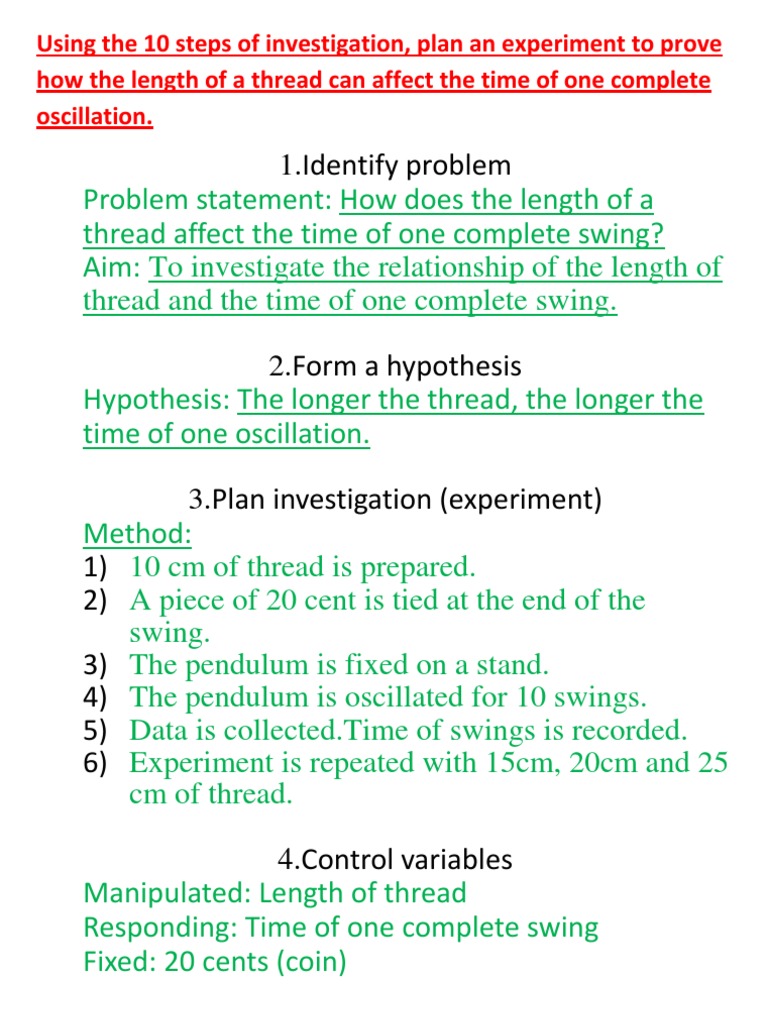 Pendulum Length vs. Oscillation Time Experiment | PDF | Science ...