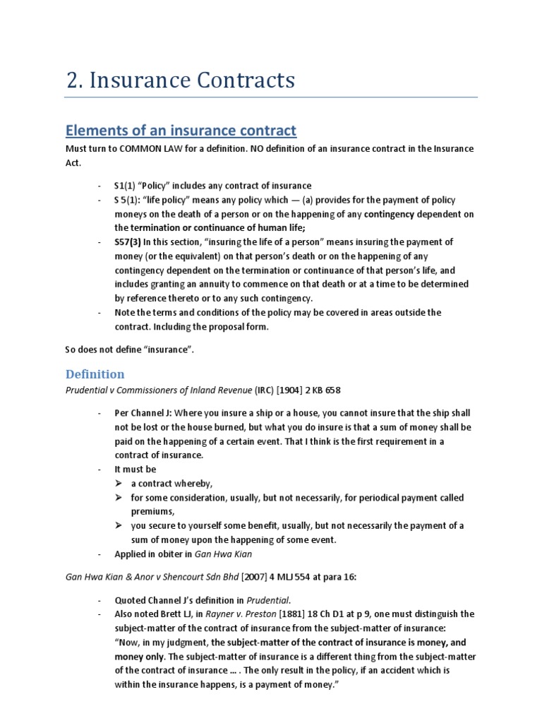 Insurance LawInsurance Contract Insurance Indemnity