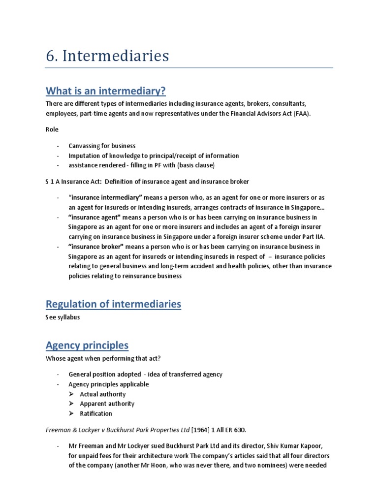 Understanding Insurance Intermediaries | PDF | Law Of Agency | Insurance