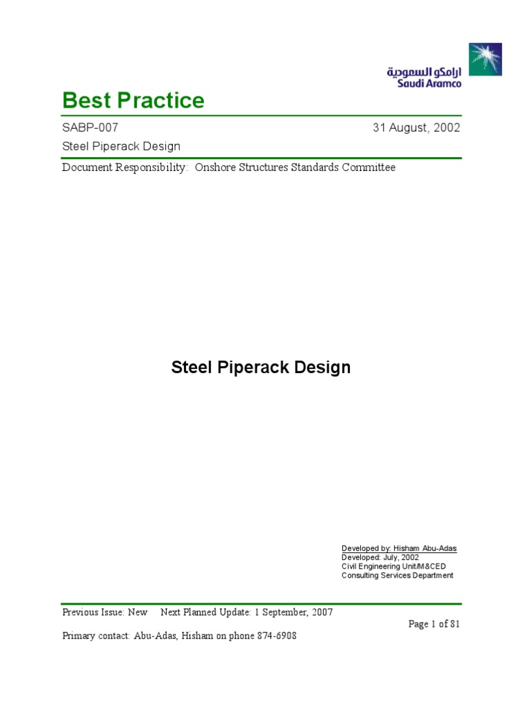 Pipe Rack Calculation PDF
