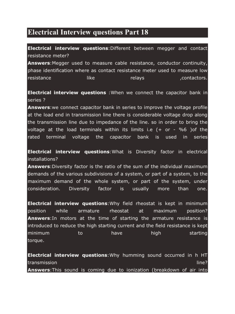 Electrical Interview Questions PDF Alternating Current Transformer