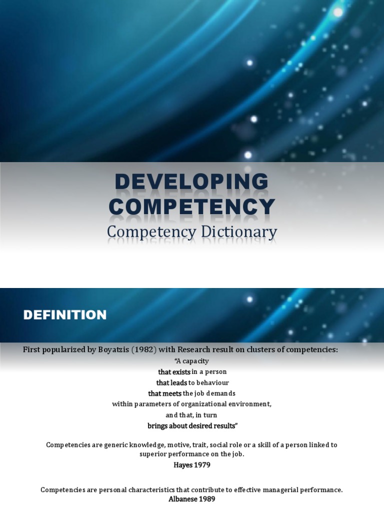 developing competency dictionary | Competence (Human Resources