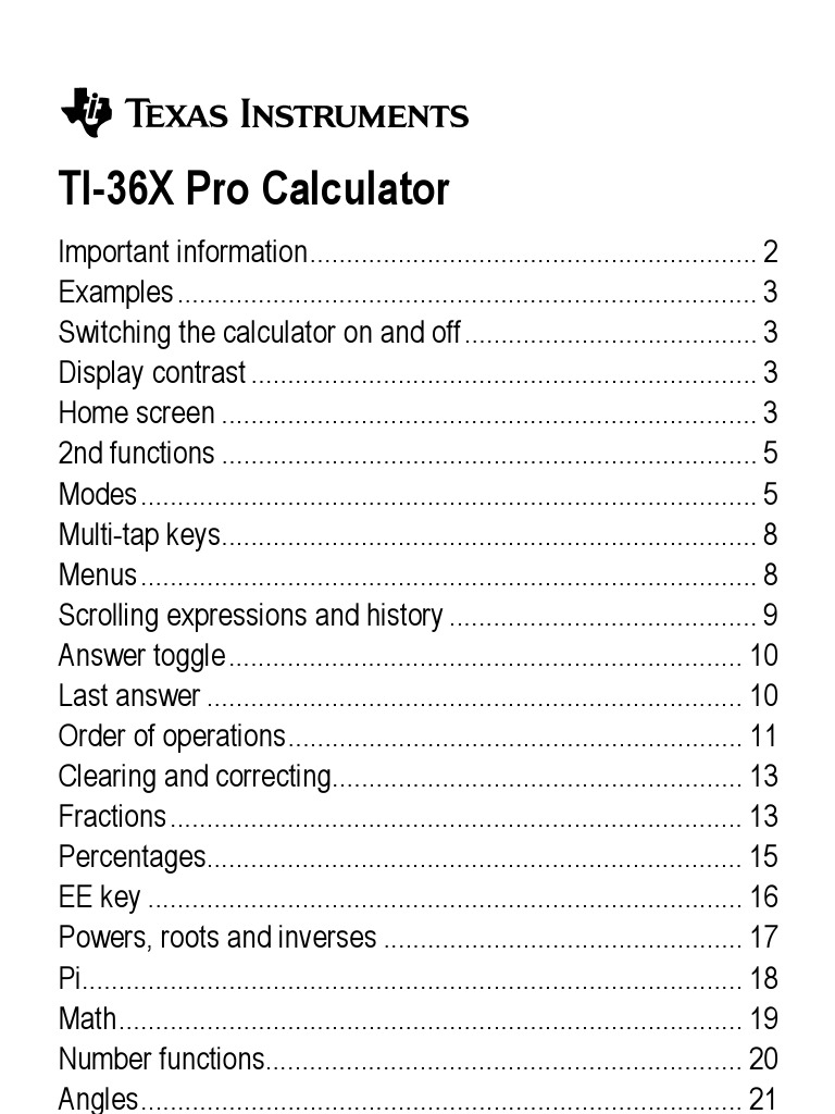 TI36X Pro Guidebook PDF Matrix (Mathematics) Fraction (Mathematics)