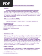 Dividend and Determinants of Dividend Policy