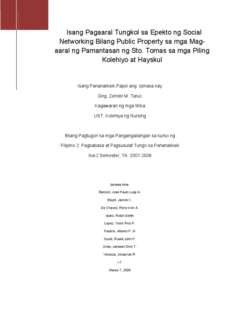 Pananaliksik tungkol sa epekto ng social networking sites sa tao