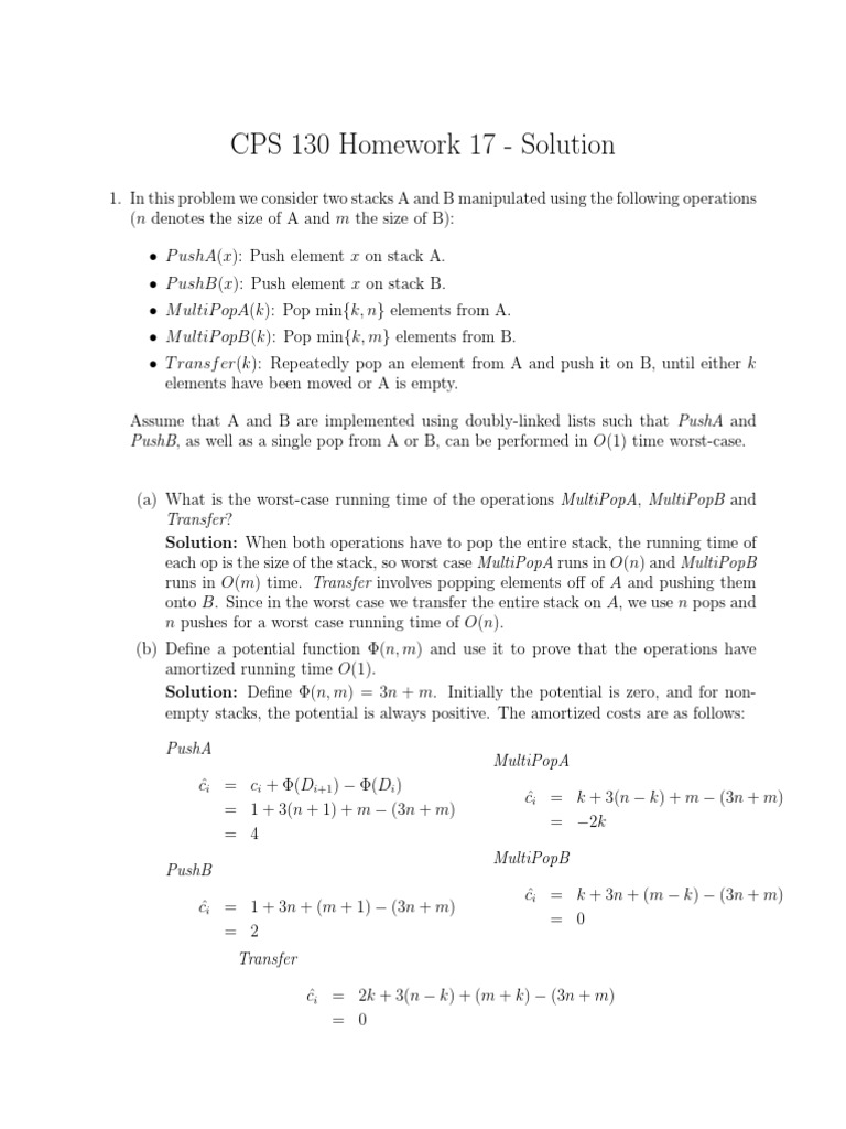 Amortized Analysis of Stack Operations | PDF