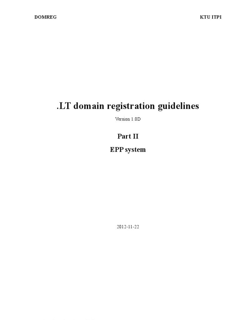 .LT Domain Registration EPP Guidelines | PDF | Domain Name Registrar ...