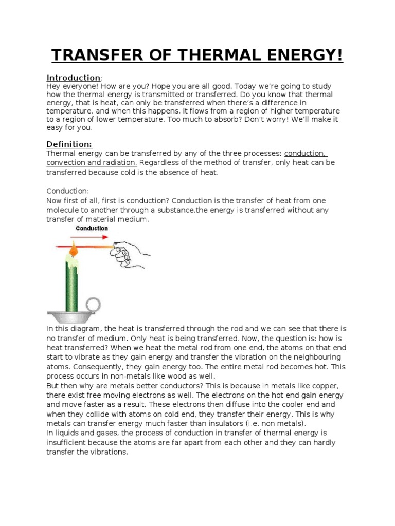 Transfer of Thermal Energy | PDF | Thermal Conduction | Convection