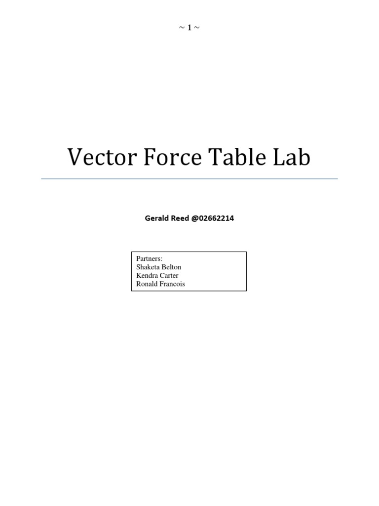 Force Table Lab Report Force Euclidean Vector