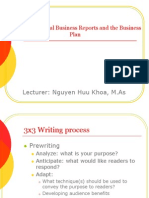 Proposals, Formal Business Reports and The Business Plan: Lecturer: Nguyen Huu Khoa, M.As