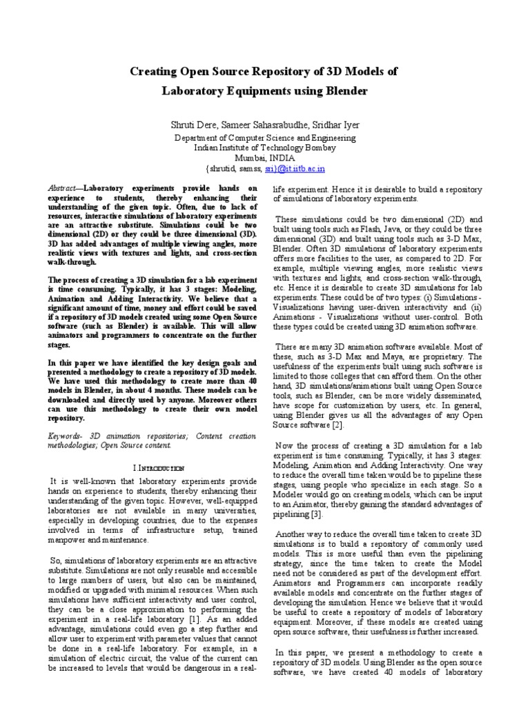 Open Source 3D Lab Equipment Models | PDF