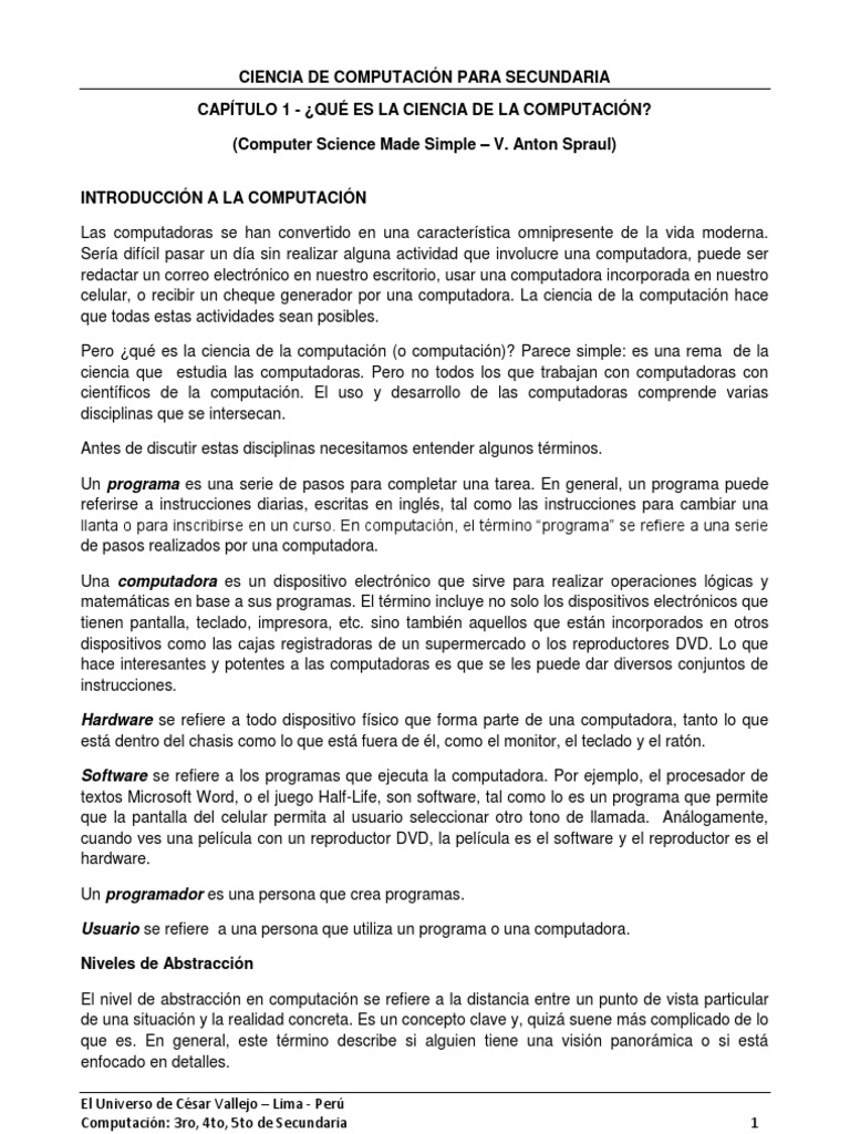 Introducción a la Ciencia de Computación | PDF | Ciencias de la ...