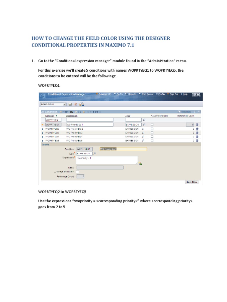 Conditional Color Changes in Maximo 7.1 | PDF | Button (Computing ...
