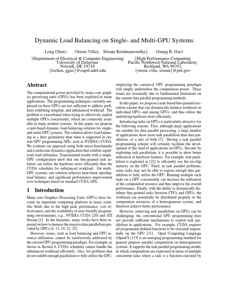 Dynamic Load Balancing On Single-And Multi-GPU Systems | PDF | Parallel ...