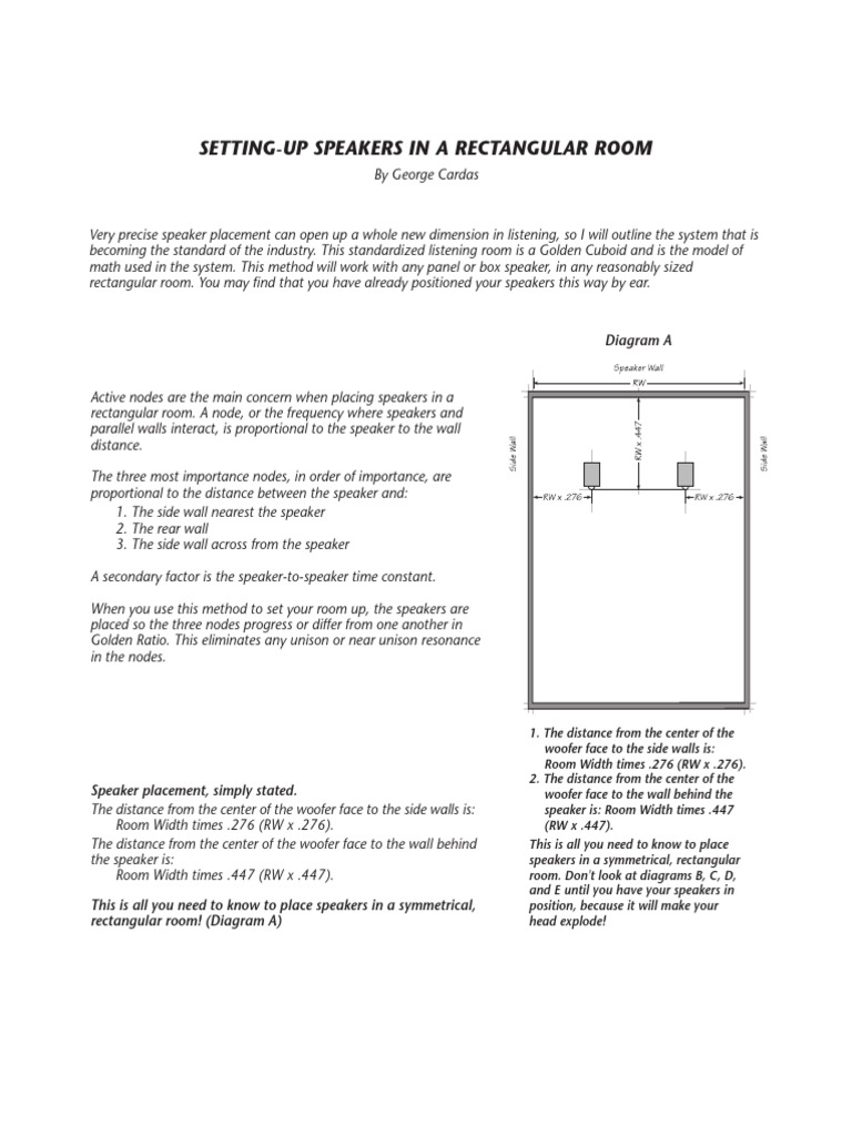Cardas Room Setup Guide PDF Loudspeaker Ratio