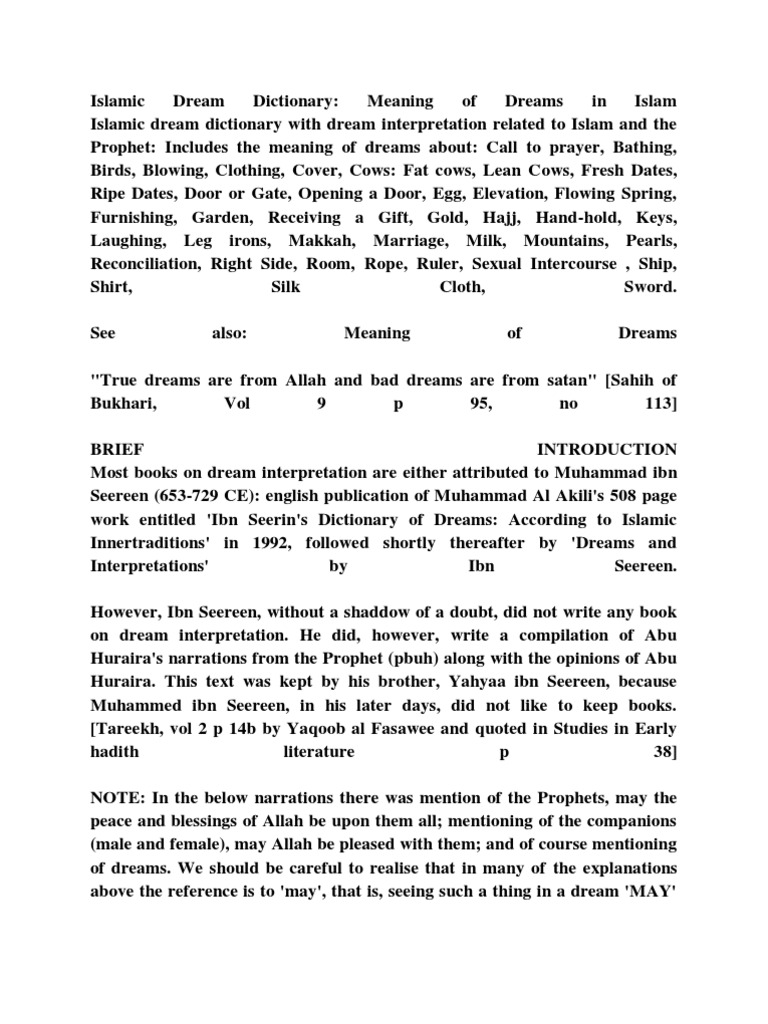 What Is Dream In Islam Islam Dream Interpretation | PDF | Muhammad | Sahabah