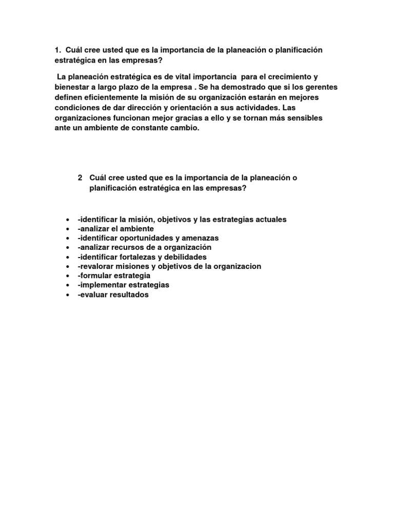 Planeacion Estrategica de Una Empresa | PDF | Crecimiento personal y ...