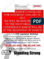 Canceled - Saturday's CTA Legislative Workshop to be rescheduled