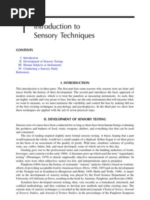 Sensory Evaluation Techniques 1 | PDF | Intelligence Analysis