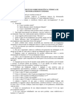 Lista de Exercícios Sobre Resistência Térmica