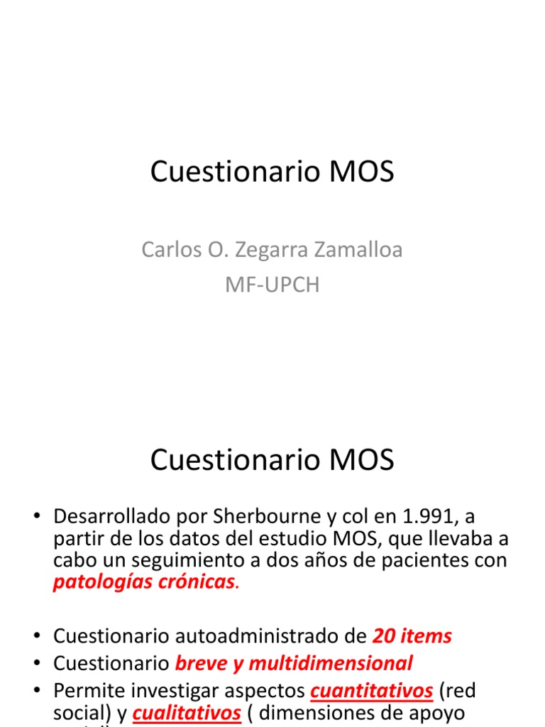 Cuestionario MOS | PDF | Depresión (estado de ánimo) | Salud mental