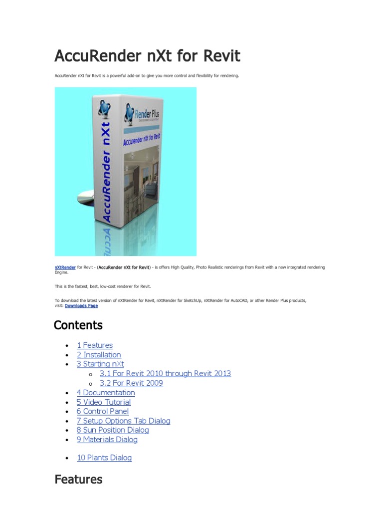 accurender nxt for revit 2009