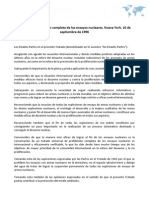 Tratado de Prohibición Completa de Los Ensayos Nucleares. Nueva York, 10 de Septiembre de 1996