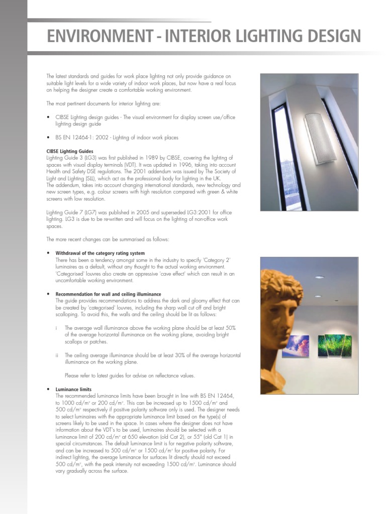 Work lighting recommendations
