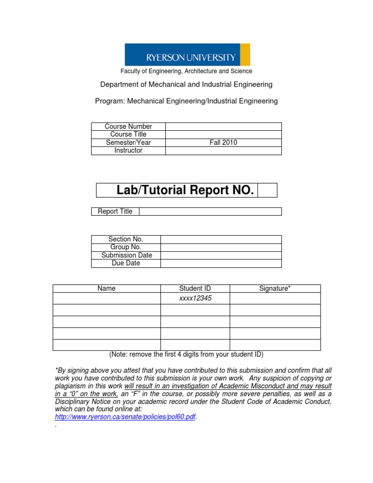 Engineering Lab Report Template | PDF