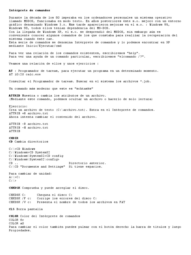 Comandos y Ejemplos | PDF | Archivo de computadora | Software del sistema
