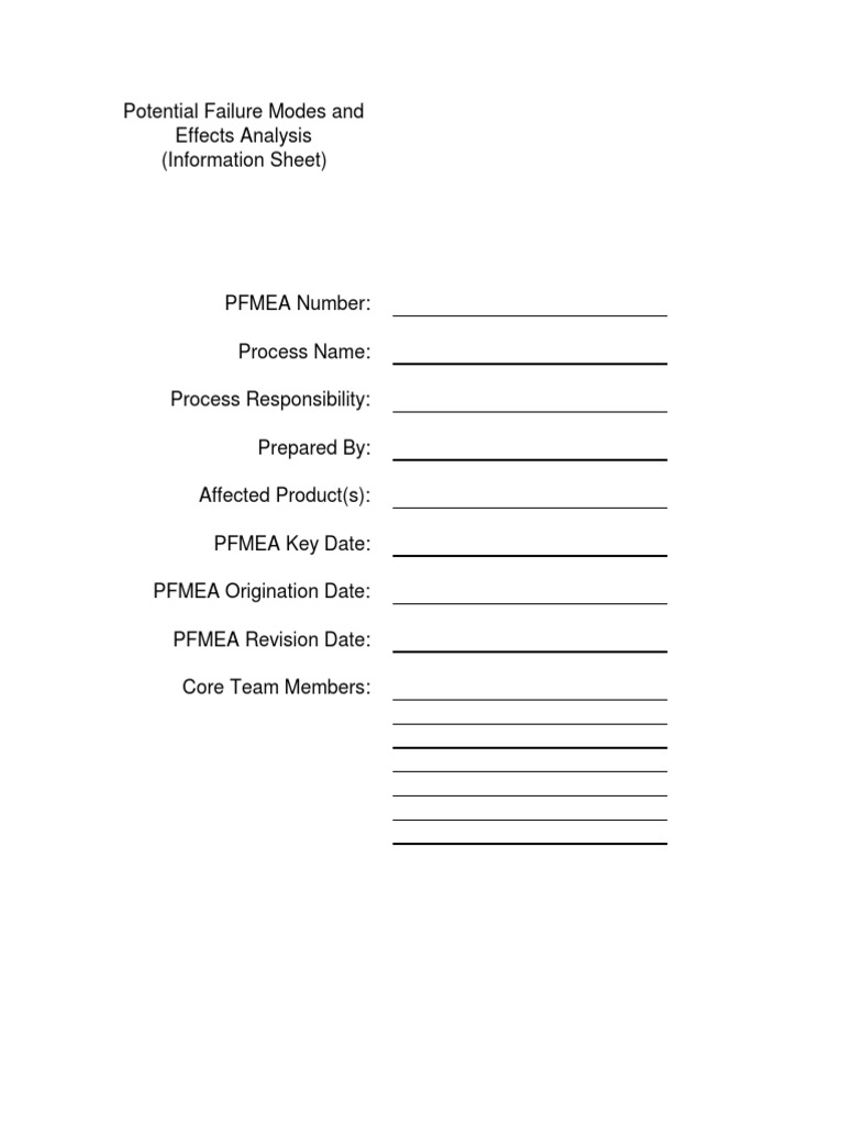 Fmea Process Template | PDF | Systems Theory | Systems Science