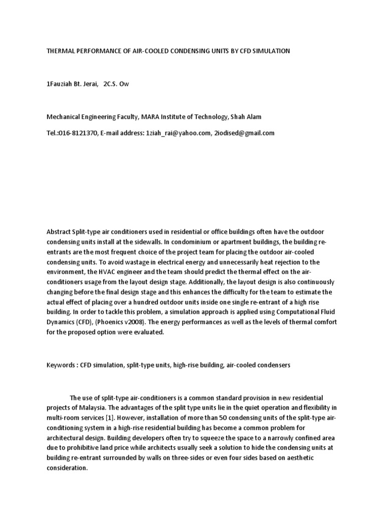 CFD Analysis of Air-Cooled Condensers | PDF | Air Conditioning ...