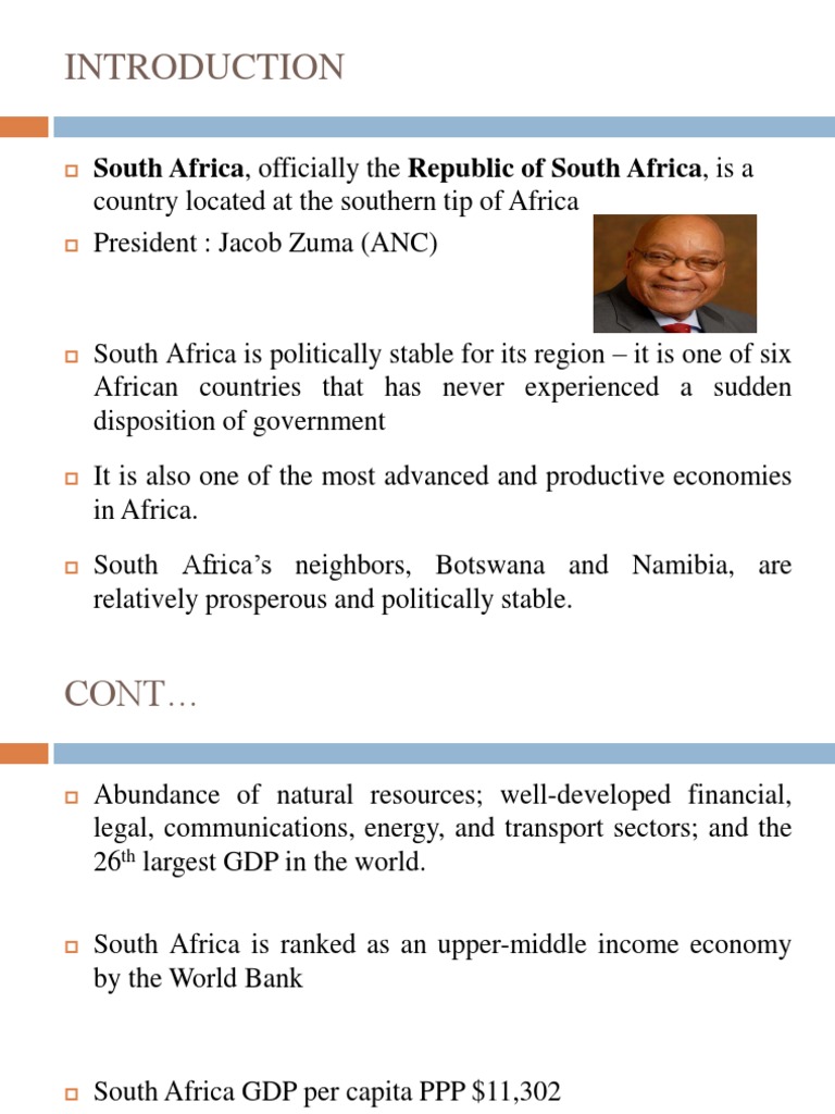 South Africa, Officially The Republic of South Africa, Is A | PDF ...