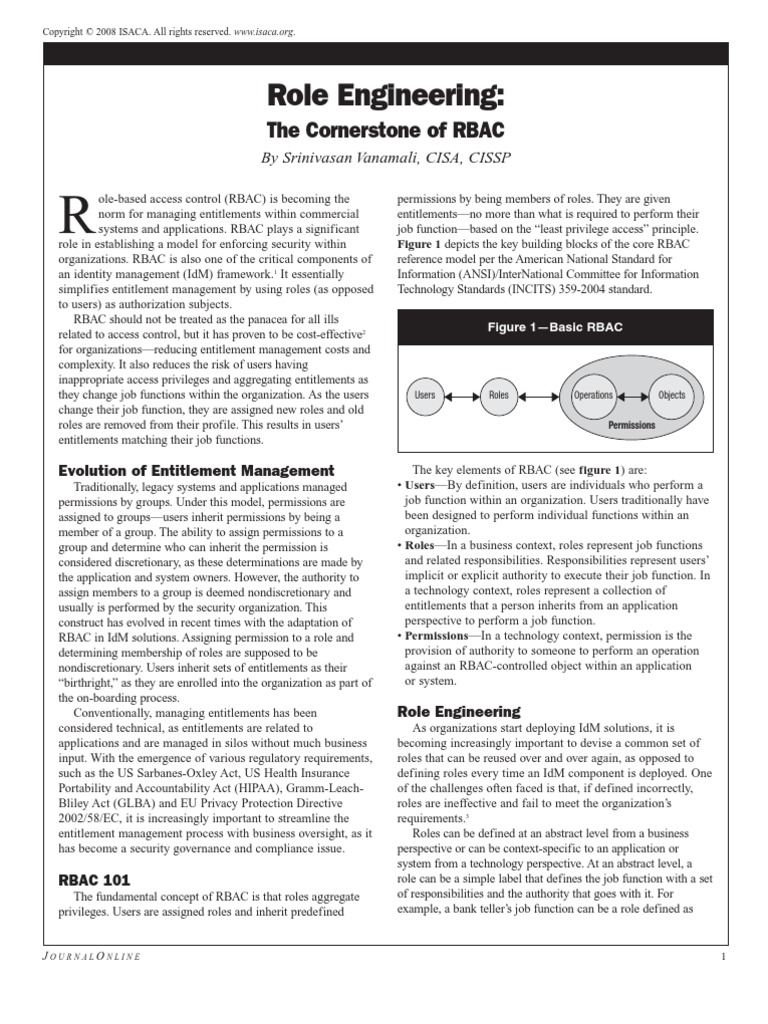 Role Engineering: The Cornerstone of RBAC | PDF | Computing | Business