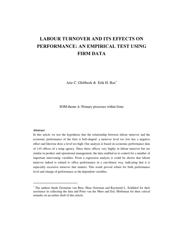 Labour Turnover Reserch | PDF | Turnover (Employment) | Labour Economics