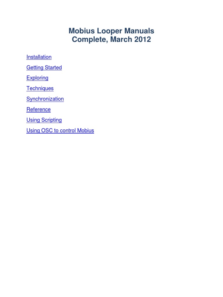 Mobius Looper Manual W Contents As Hyperlinks (March 2012) | PDF ...