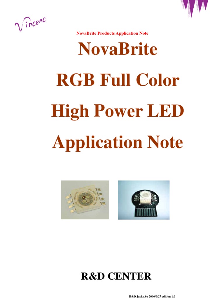 Novabrite RGB Full Color High Power Led Application Note R&D Center