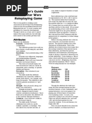New Player’s Guide To the Star Wars Roleplaying Game