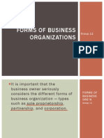 Forms of Business Orgs