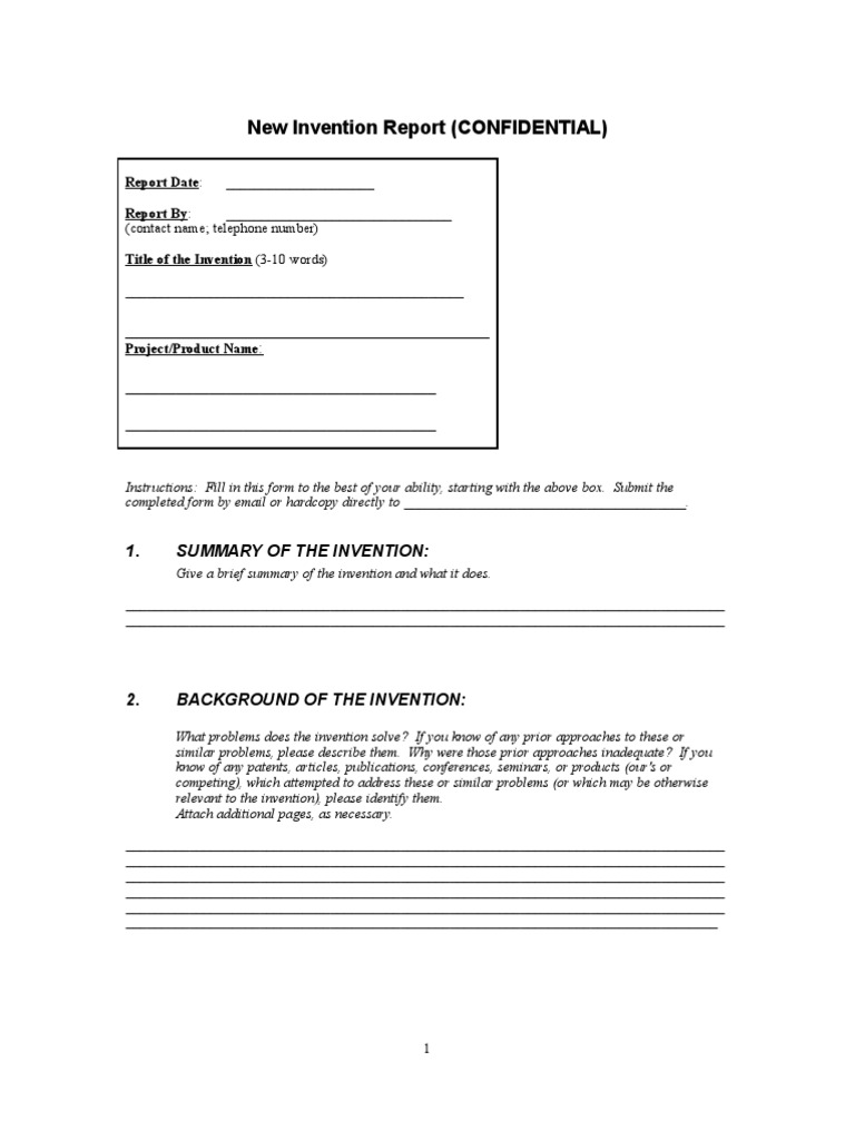 Invention Report Template Guide | PDF | Invention | Intellectual Works