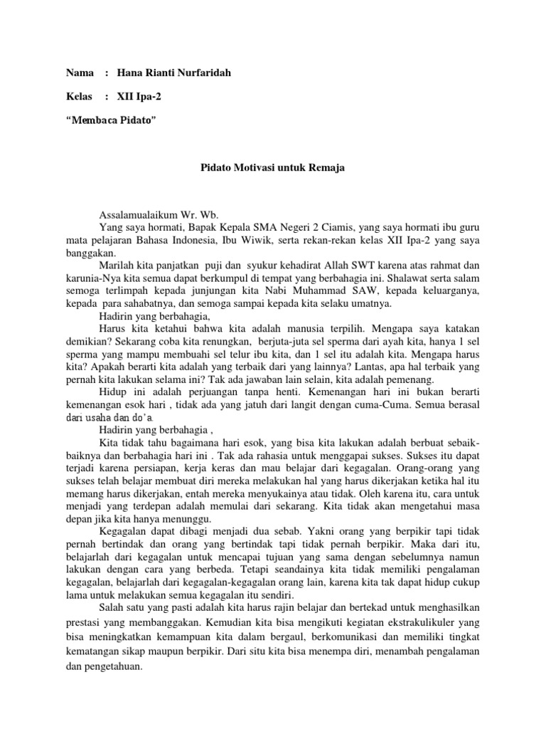 Pidato Motivasi Untuk Remaja